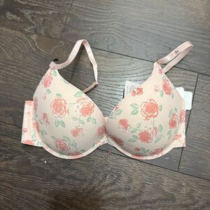 Kathy Ireland Intimates Women’s 36D Peach Pink Floral Bra New